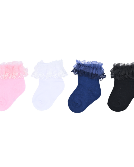 Laced Tulle Cotton Socks Set