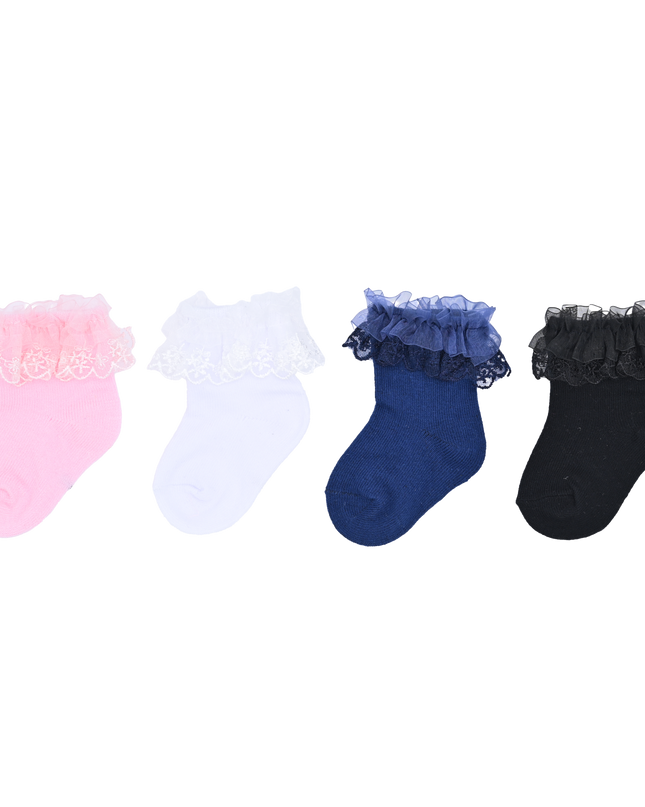 Laced Tulle Cotton Socks Set
