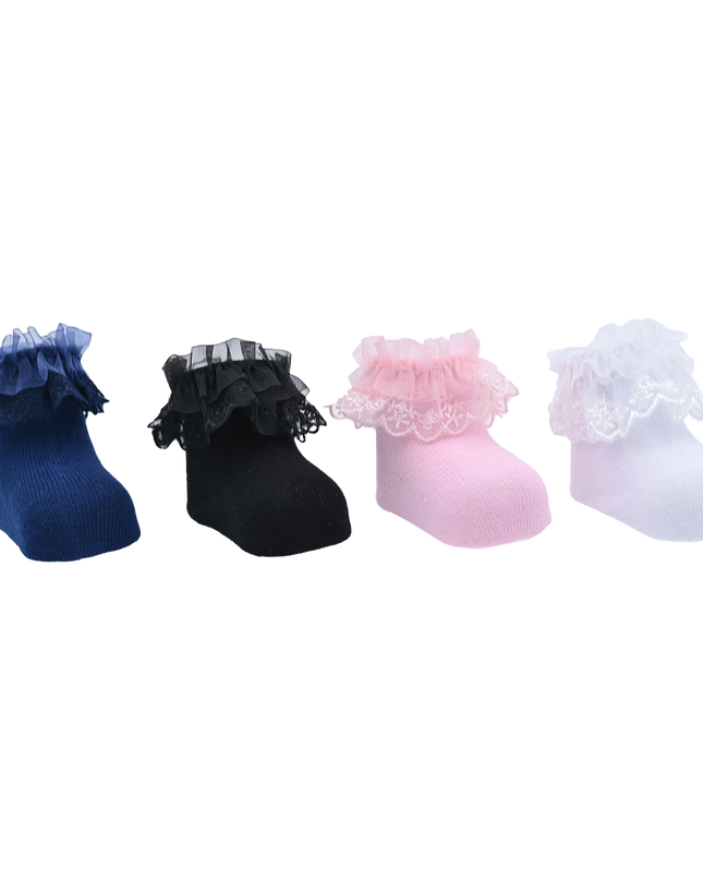 Laced Tulle Cotton Socks Set