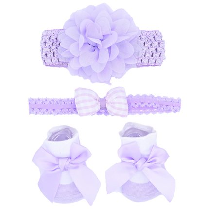 Purple Pastel Bow Flower Gift Set