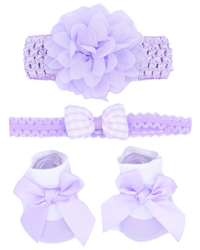 Purple Pastel Bow Flower Gift Set