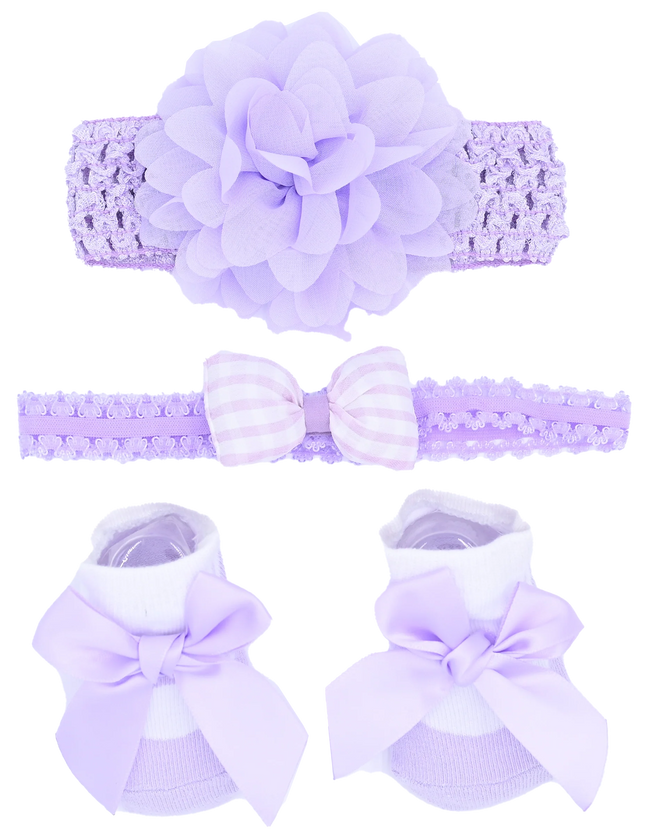 Purple Pastel Bow Flower Gift Set