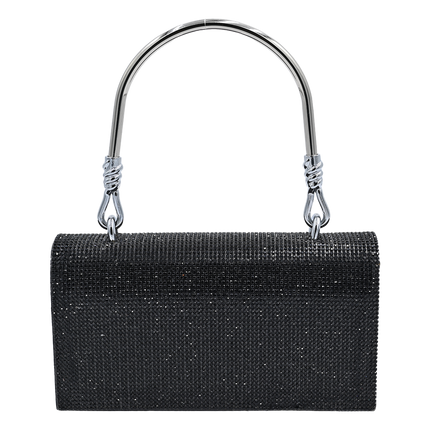Black Rhinestone Foldover Handbag