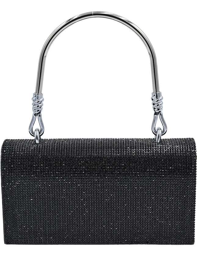 Black Rhinestone Foldover Handbag