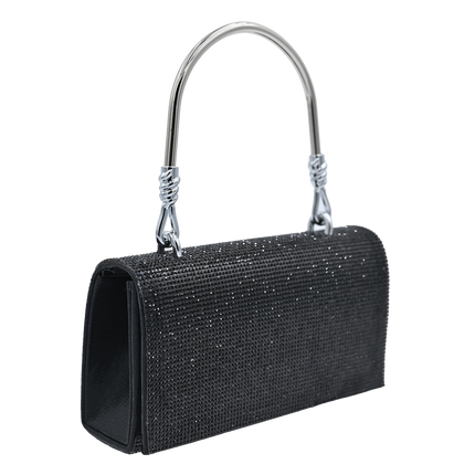 Black Rhinestone Foldover Handbag