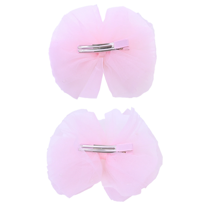 Tulle Bow Pearl Accented Hairclip Set