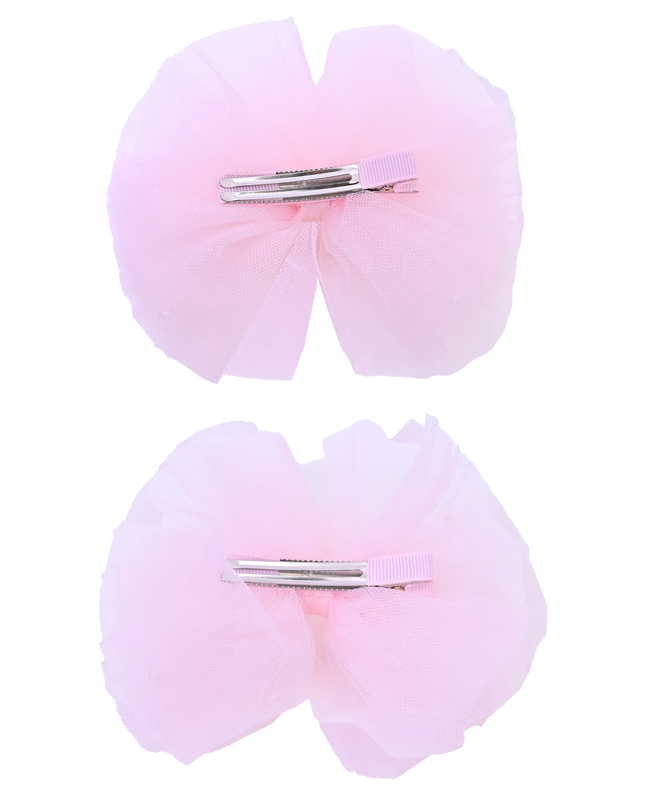 Tulle Bow Pearl Accented Hairclip Set
