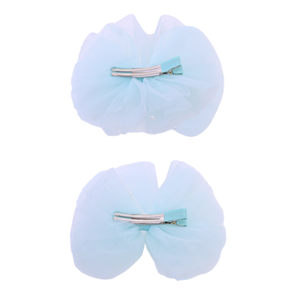 Tulle Bow Pearl Accented Hairclip Set