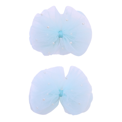 Tulle Bow Pearl Accented Hairclip Set