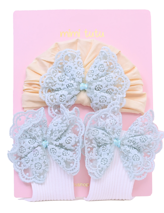 Kidsatelier-Tulleen-MTBGS4203-teal-lace-bow-and-yellow-white-gift-set