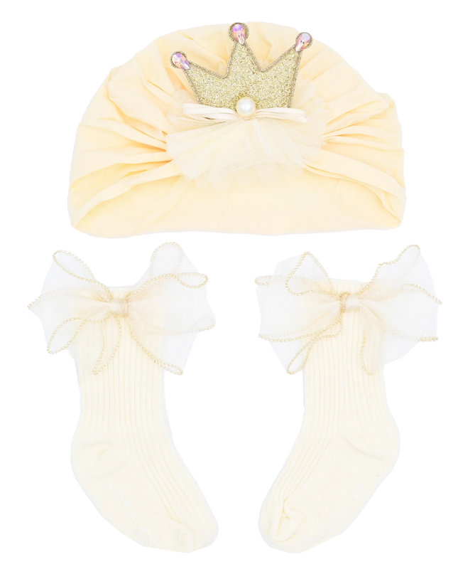 Yellow Bow Flower Crown Gift Set