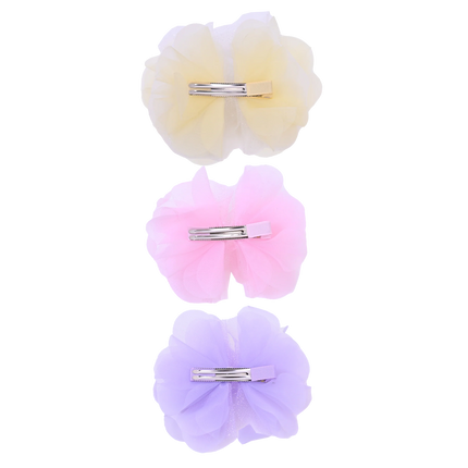 Tulle Flower Bow Hairclip Set
