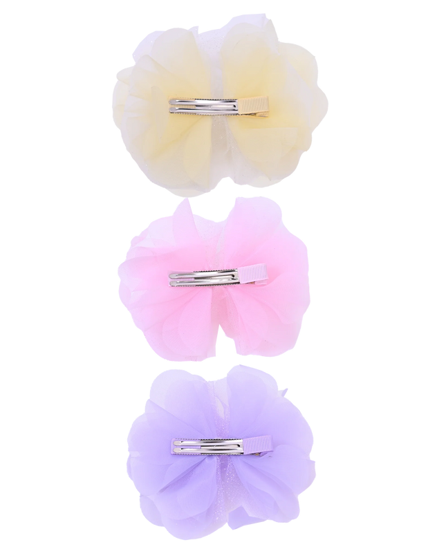 Tulle Flower Bow Hairclip Set