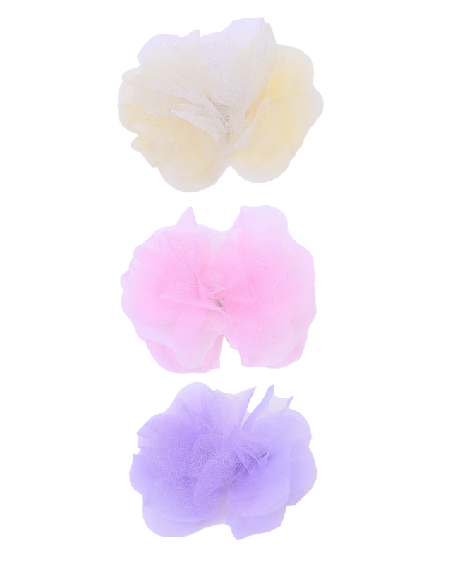 Tulle Flower Bow Hairclip Set