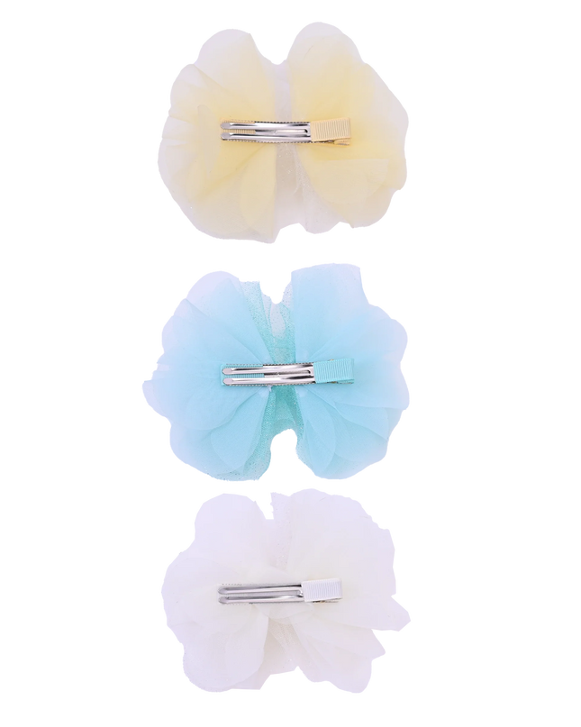 Tulle Flower Bow Hairclip Set