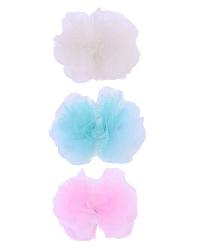 Tulle Flower Bow Hairclip Set