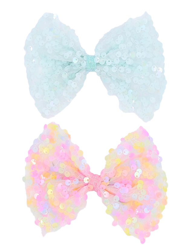Sequin Bow Hairclip Set