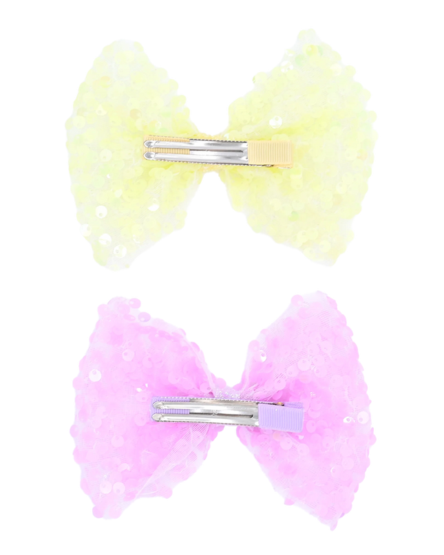 Sequin Bow Hairclip Set