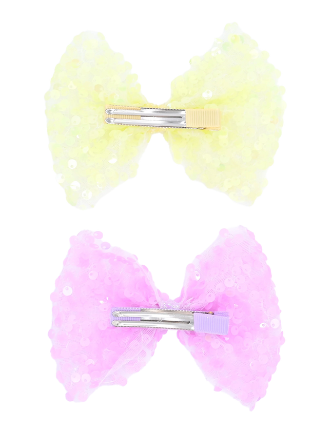 Sequin Bow Hairclip Set