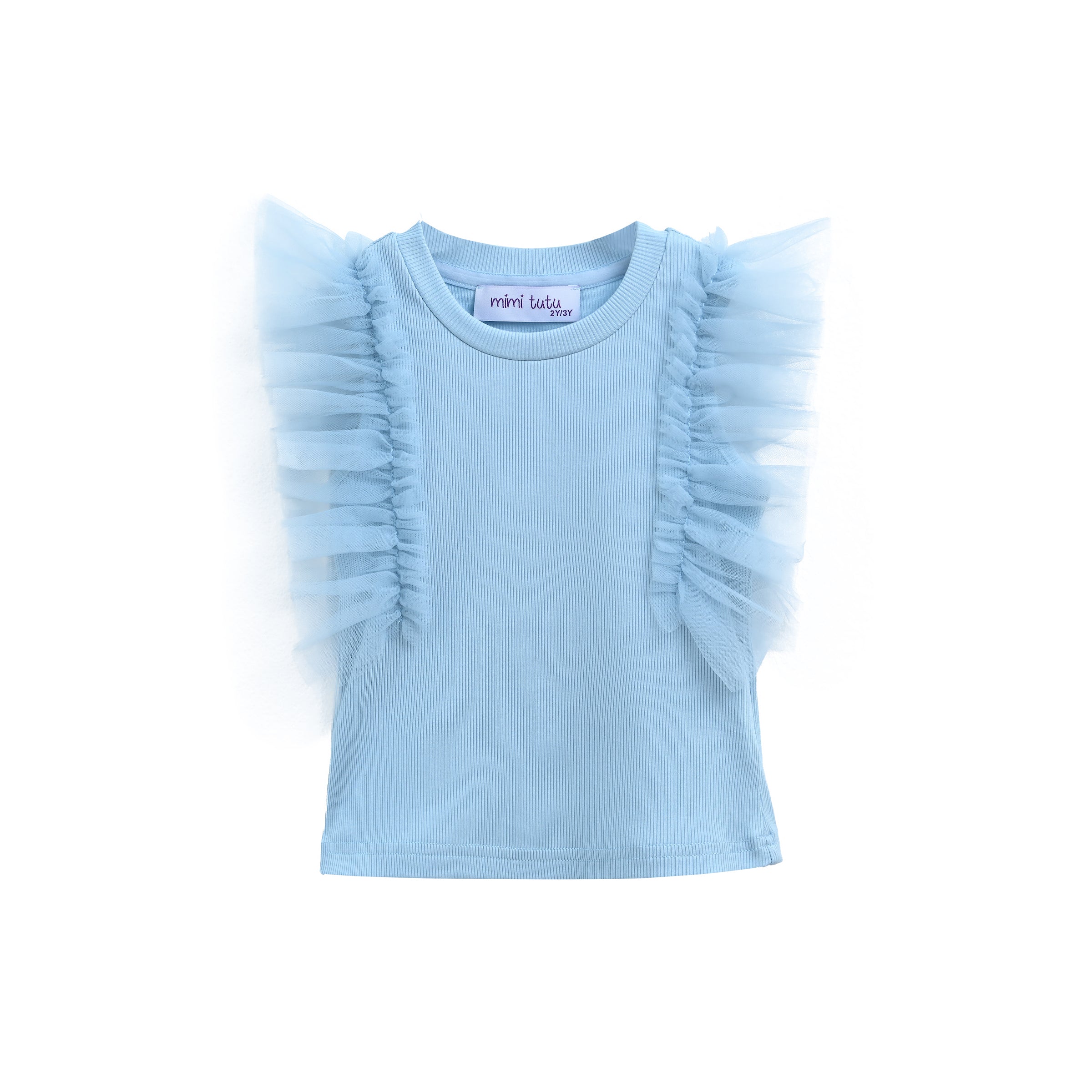 トップス Treat Girl's tulle frill jersey Blue Tulle Frill T-Shirt - Tulleen.com