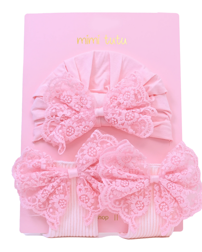 Pink Lace Bow Gift Set
