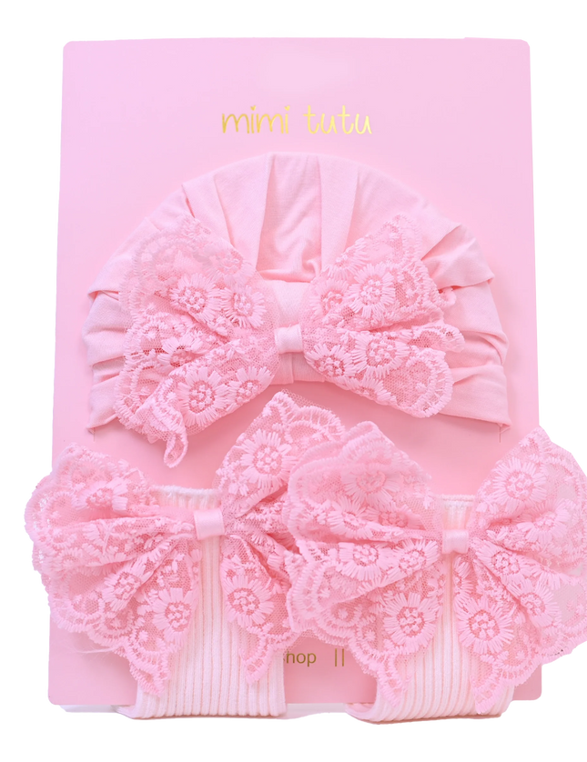 Pink Lace Bow Gift Set