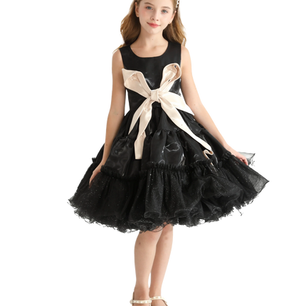 Black Sleeveless Bow Madrona Dress