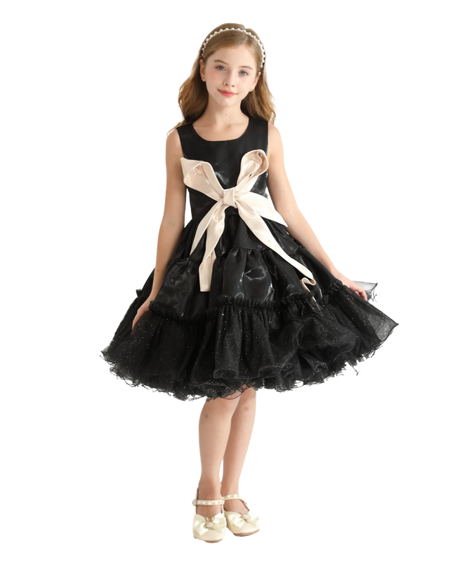 Black Sleeveless Bow Madrona Dress