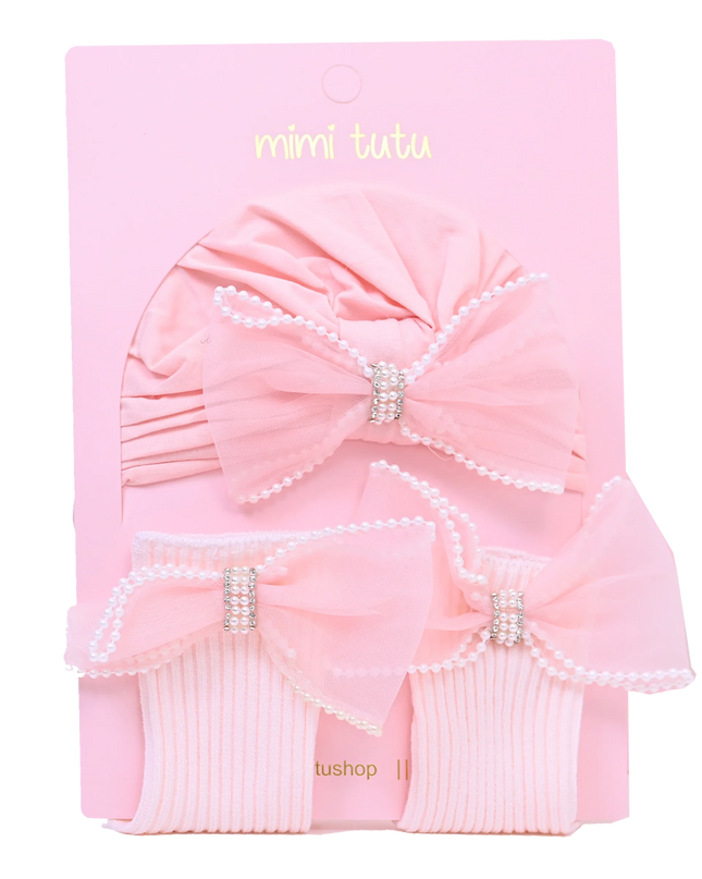 Pink Bow Pearl Lined Gift Set