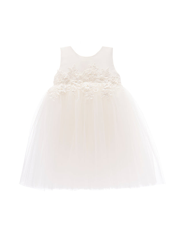 White Esterlee Sleeveless Floral Tulle Dress