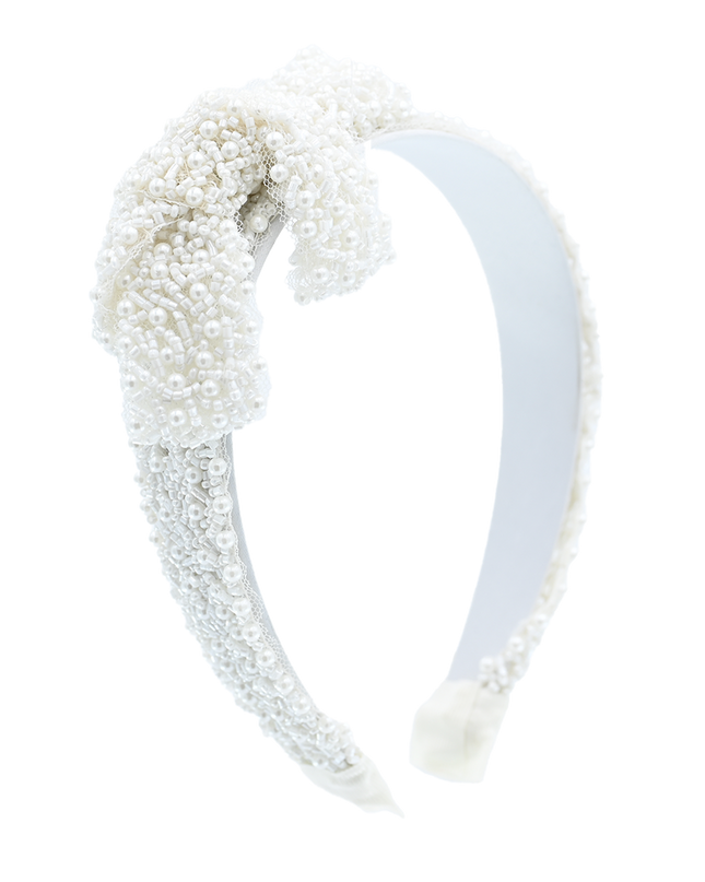 Beaded Pearl Bow Headband