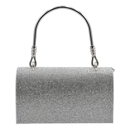 Silver Rhinestone Foldover Handbag