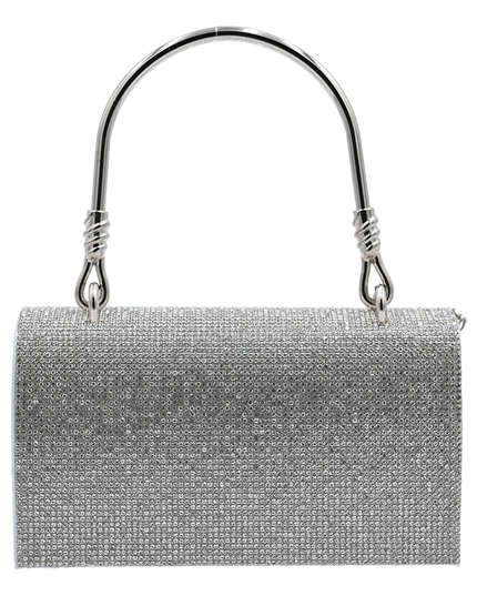 Silver Rhinestone Foldover Handbag