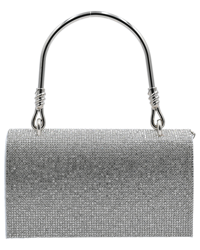 Silver Rhinestone Foldover Handbag