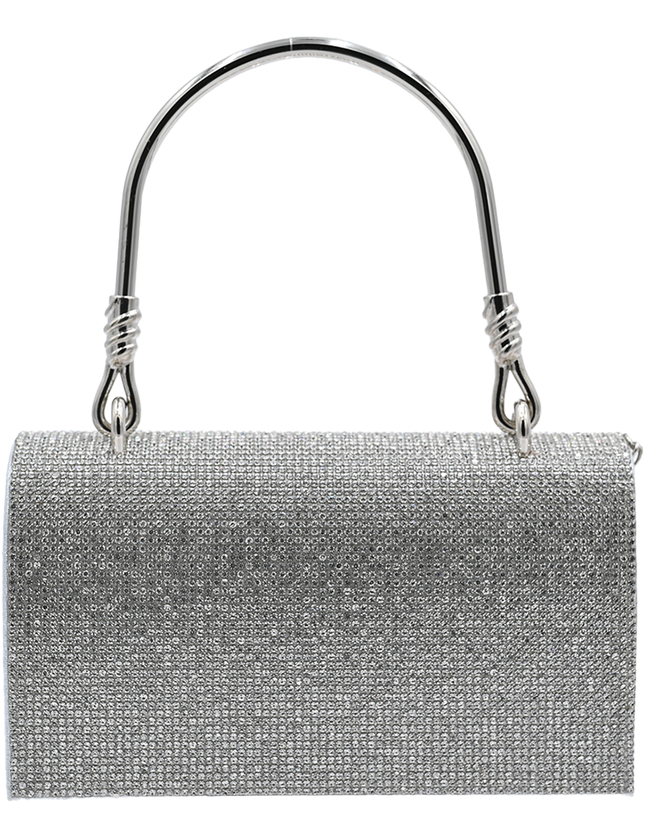 Silver Rhinestone Foldover Handbag