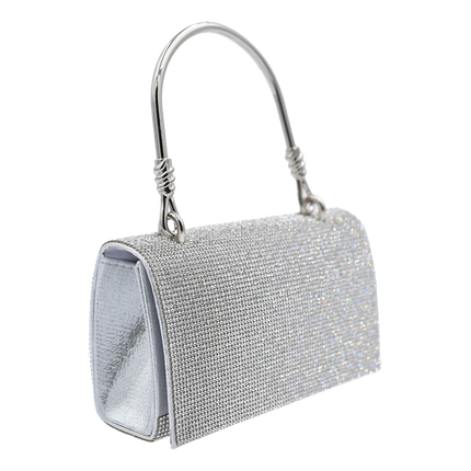 Silver Rhinestone Foldover Handbag