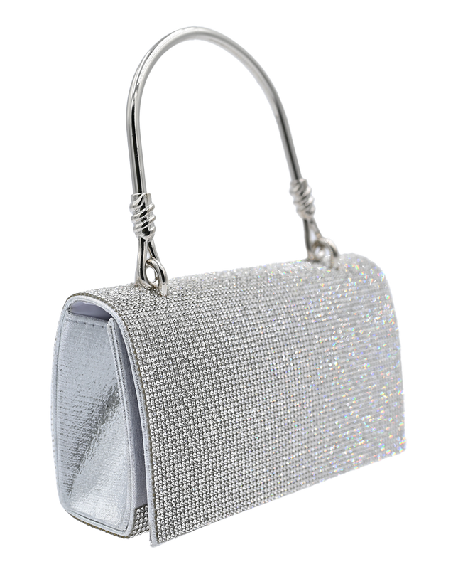 Silver Rhinestone Foldover Handbag