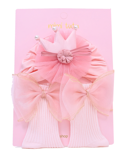 Pink Bow and Flower Crown Gift Set
