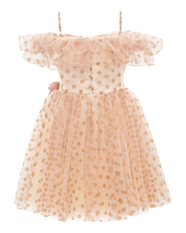 tulleen-Pink Chiffon Polka Dot Dress-2792