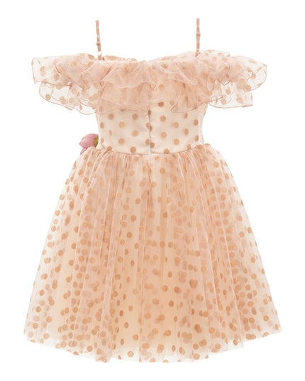 tulleen-Pink Chiffon Polka Dot Dress-2792