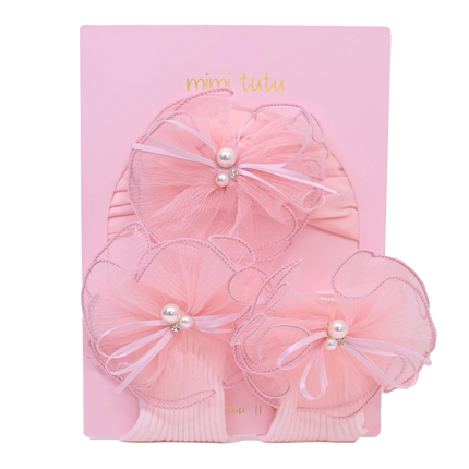 Pink Pearl Flower Ribbon Gift Set
