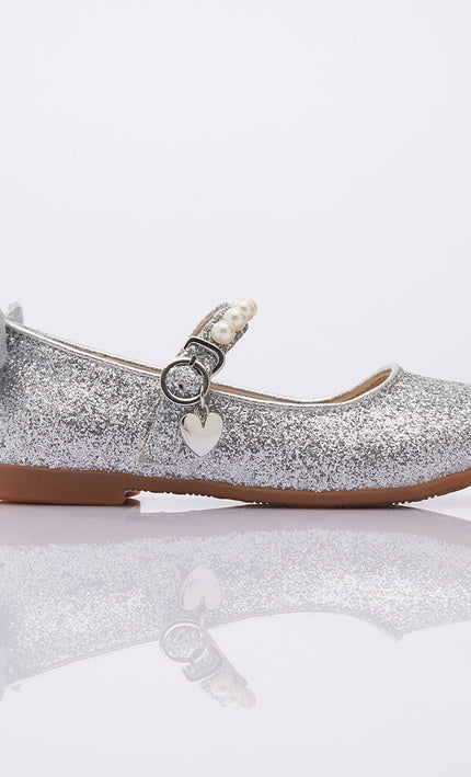 SIlver Glitter Bow Flats