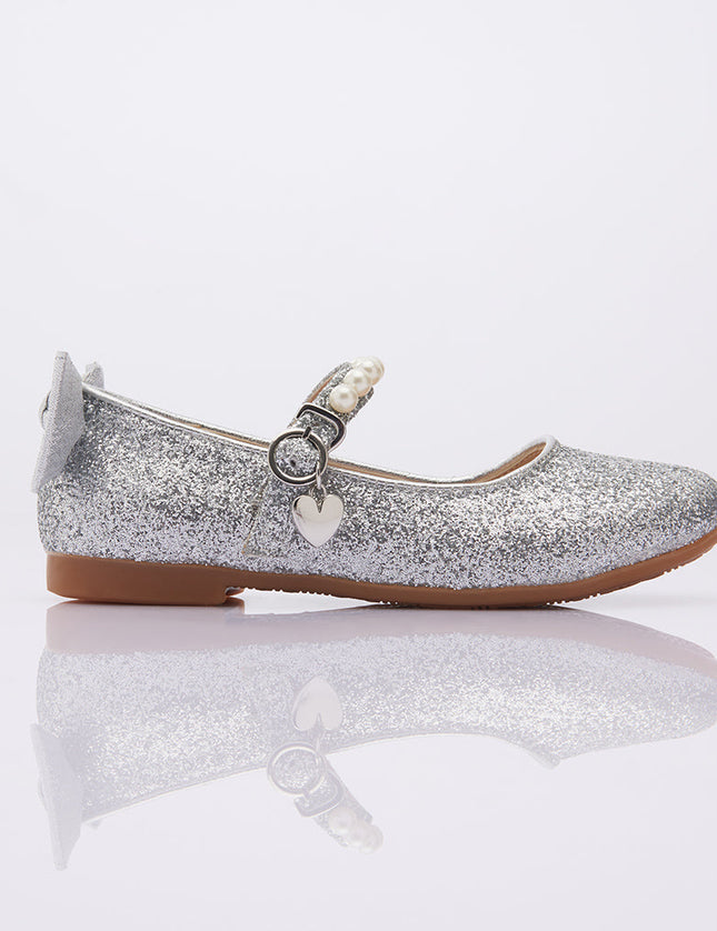 SIlver Glitter Bow Flats