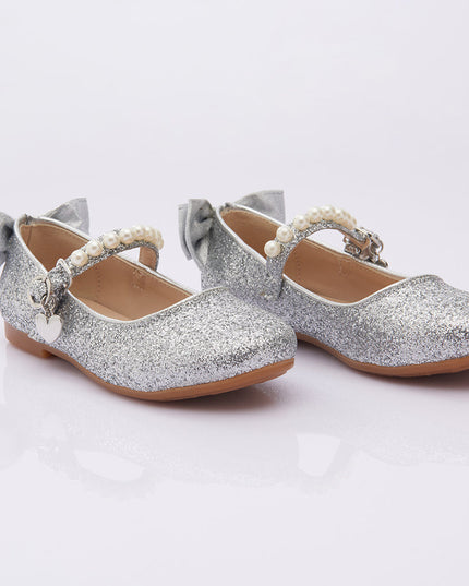 SIlver Glitter Bow Flats