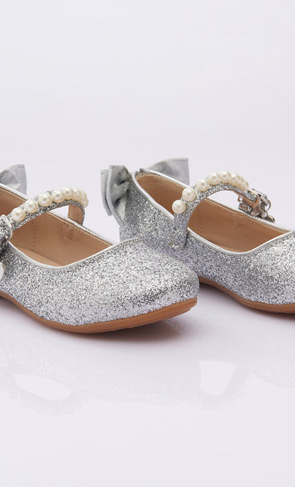 SIlver Glitter Bow Flats