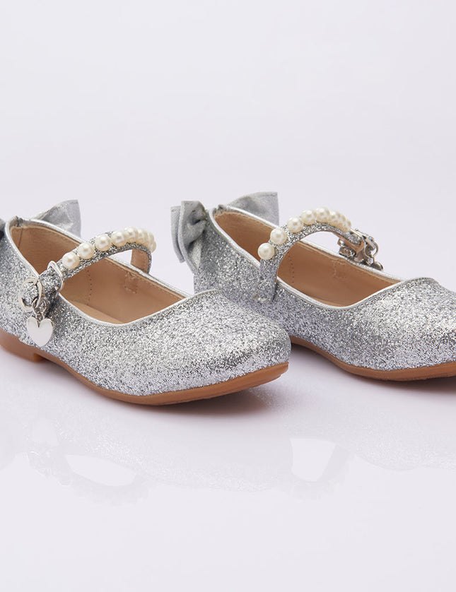 SIlver Glitter Bow Flats