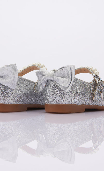SIlver Glitter Bow Flats