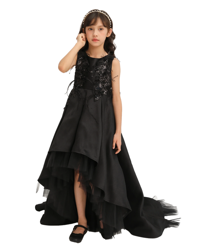 Black Accented Tea Styled Salem Dress