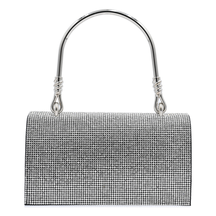Silver Rhinestone Black Base Foldover Handbag