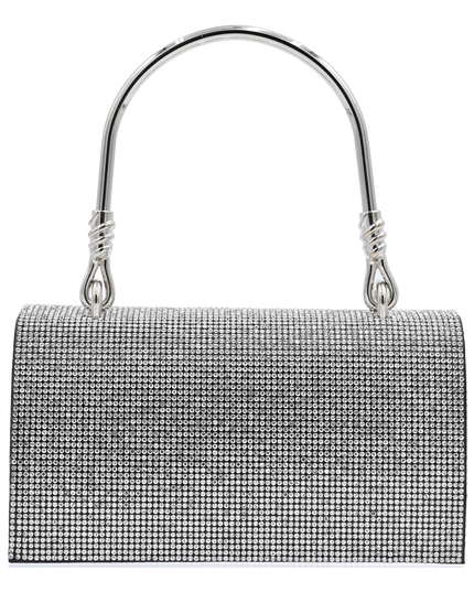 Silver Rhinestone Black Base Foldover Handbag